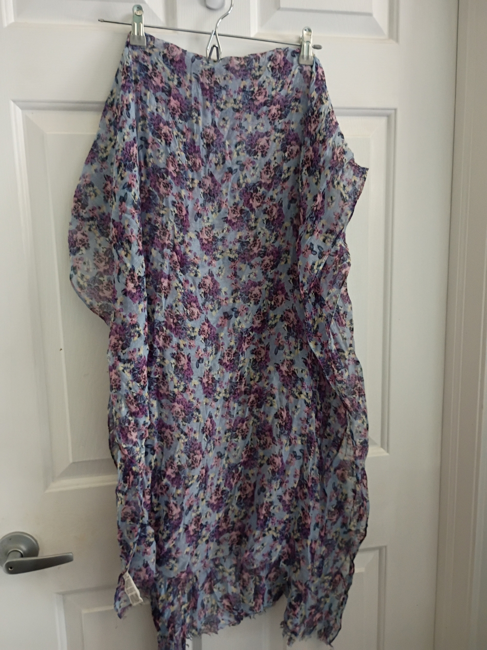 Light Blue Floral Ruffle  Scarf